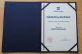 Dyplom potwierdzający przyznanie Nagrody Rektora Politechniki Krakowskiej (fot. Sebastian R. Bielak)