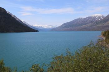 Woda w turkusowym jeziorze Kenai jest lodowato zimna, gdyż pochodzi z topniejących lodowców (fot. Sebastian R. Bielak)